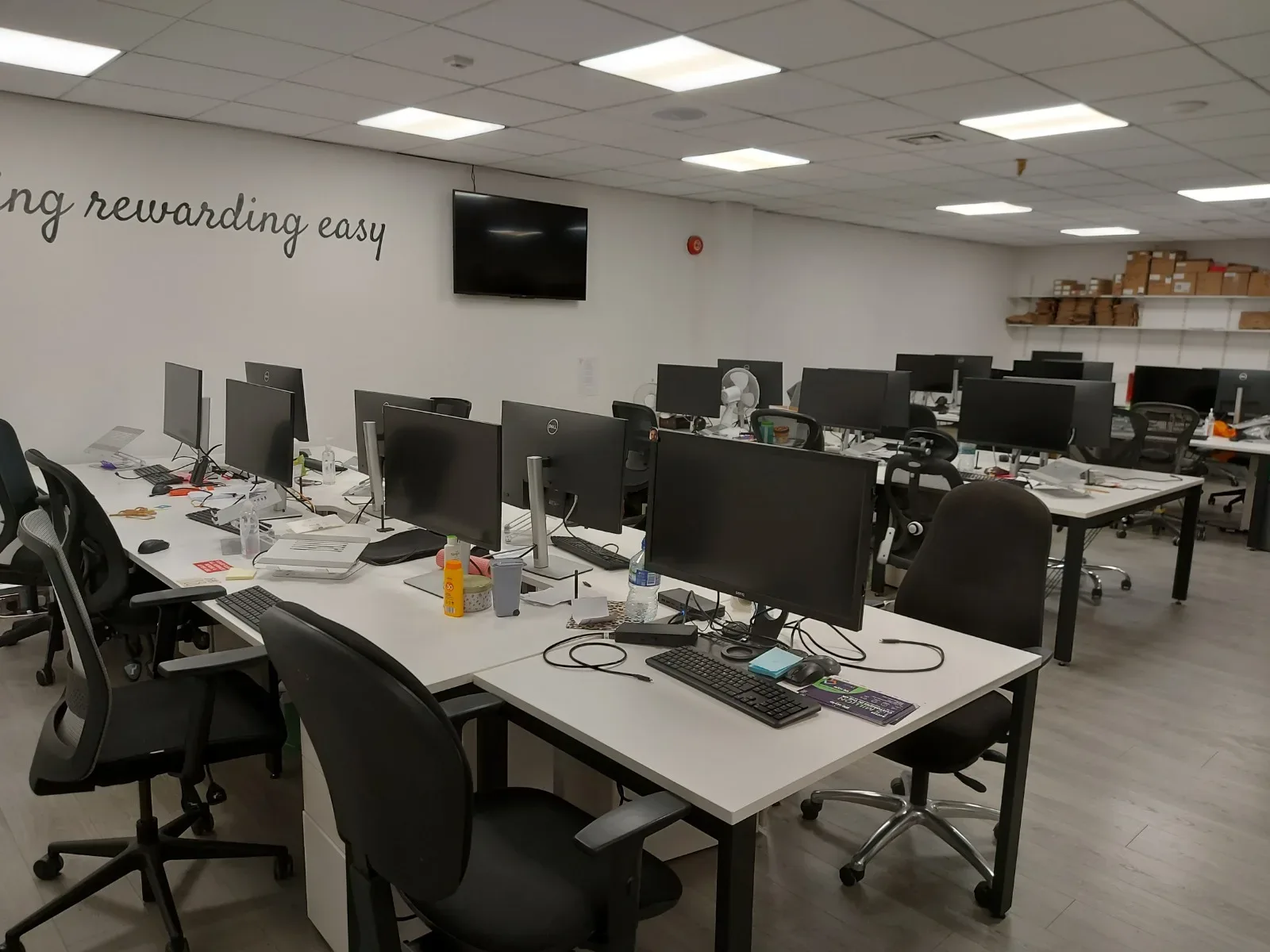 Open-plan office desks cleaned by Liz's Cleaning Service